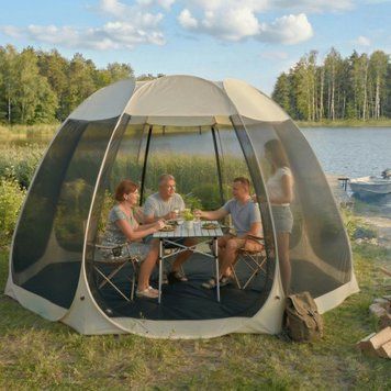 Садова альтанка MEBEL ELITE CAMA 354 см бежева/чорна &mdash; павільйон для саду, тераси та зони відпочинку ME.CAMA/350/BZ/CZ/T/OGR/Paw фото