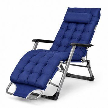 Садове пляжне крісло Ideal Garden Premium з матрацом та подушкою, до 125 кг, синє, шезлонг для саду та тераси 30855 фото