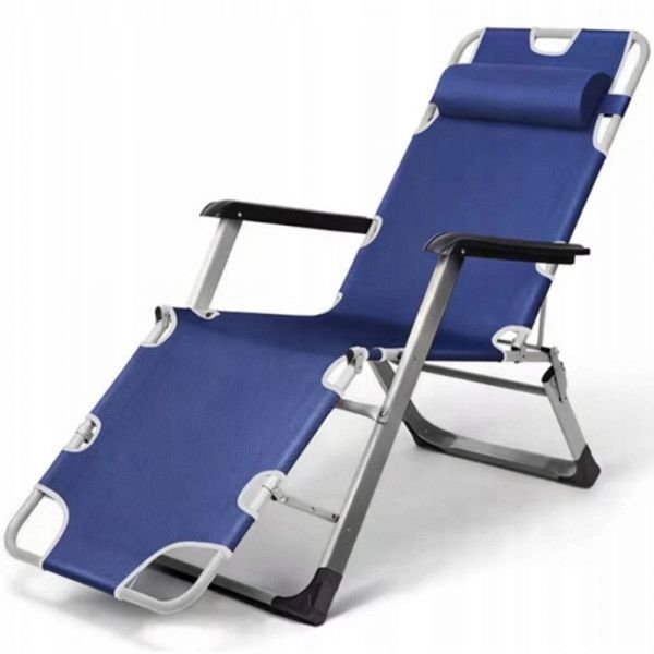 Садове пляжне крісло Ideal Garden Premium з матрацом та подушкою, до 125 кг, синє, шезлонг для саду та тераси 30855 фото