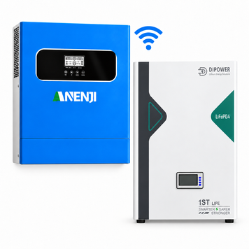 Комплект резервного живлення з інвертором Anenji 11 кВт + DIPOWER LiFePO4 5,12 кВт&middot;год, Wi-Fi 30926 фото