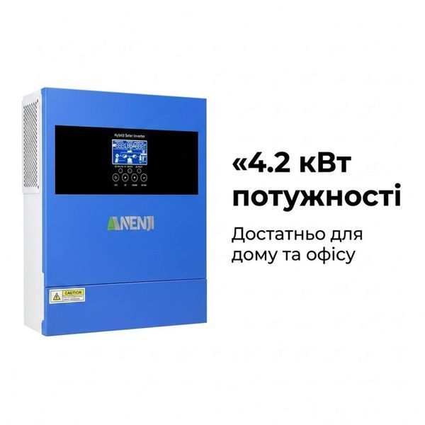 4.2 кВт LiFePO4 Комплект резервного живлення Інвертор Anenji WiFi 24 В + 2 акумулятора 12V 100Ah Foursun 30917 фото