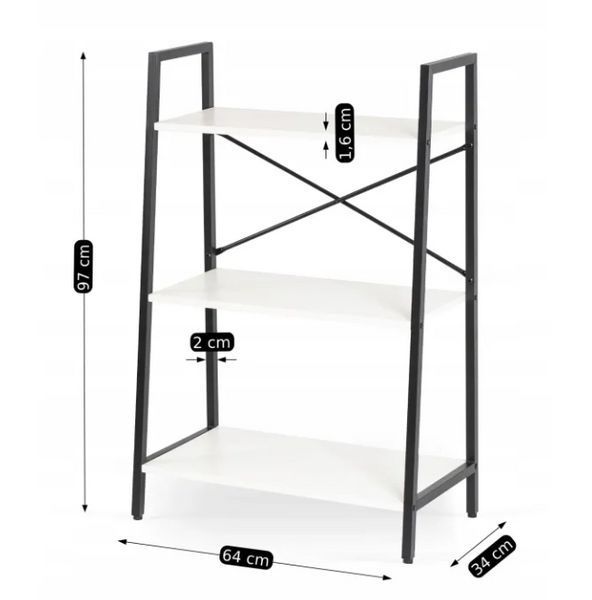 Стелаж лофт 97х64х31 см MEBEL ELITE VIOR, білий/чорний ME.VIOR/B/CZ/REG фото