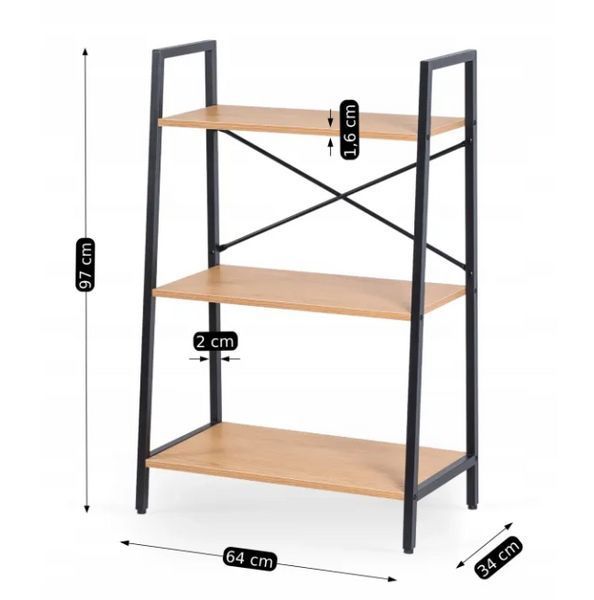 Стелаж лофт 97х64х31 см MEBEL ELITE VIOR, дуб/чорний ME.VIOR/B/CZ/REG фото