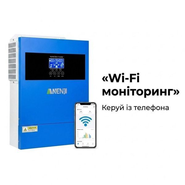 Комплект резервного живлення Anenji ANJ-4000W-24V Wi-Fi 4,2 кВт + 2 акумулятори FLYFOREE LiFePO4 12,8 В 100 А&middot;год (2,56 кВт&middot;год) 30967 фото