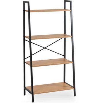 Стелаж MEBEL ELITE GIA, корпус метал, полички МДФ, дуб/чорний ME.GIA/D/CZ/REG фото