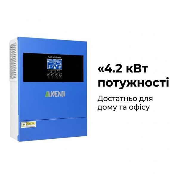 4,2 кВт LiFePO4 Комплект резервного живлення Інвертор Anenji WiFi + 2 акумулятори 12V 100Ah Bluetooth для квартири 30936 фото