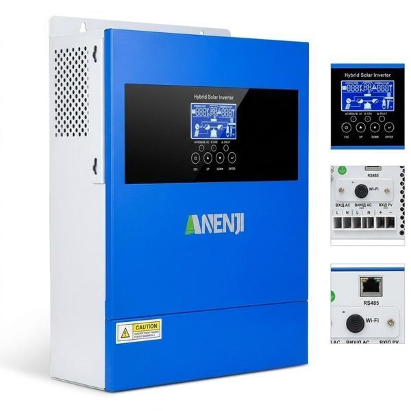 4,2 кВт LiFePO4 Комплект резервного живлення Інвертор Anenji WiFi + 2 акумулятори 12V 100Ah Bluetooth для квартири 30936 фото