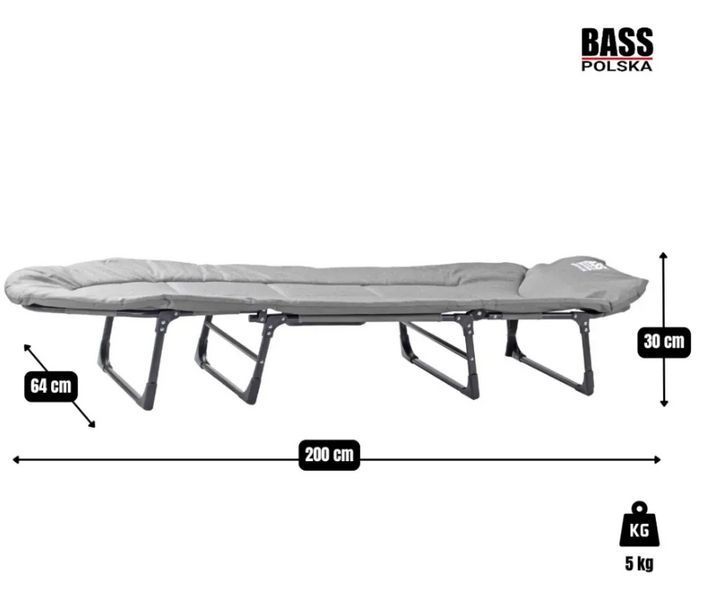 Туристичне розкладне ліжко міцне до 165 кг Bass Polska BH 31008 для польових умов і туризму BH 31008 фото