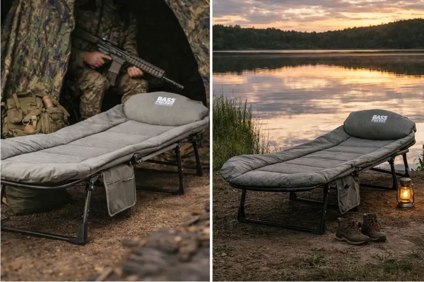 Туристичне розкладне ліжко міцне до 165 кг Bass Polska BH 31008 для польових умов і туризму BH 31008 фото