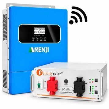 11 кВт LiFePO4 Felicity Комплект резервного живлення: інвертор Anenji + 51,2V/100Ah акумулятор FLA48100UG1 для квартири, офісу 30928 фото