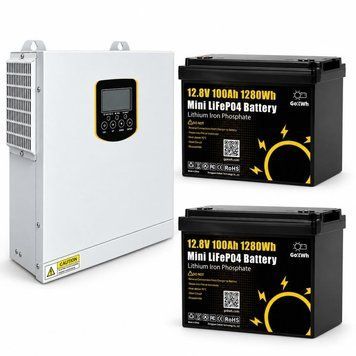 3,5 кВт LiFePO4 Комплект резервного живлення інвертор Daxtromn Power EOH-3.5KW + 2 Акумулятори 12V/100Ah GoKWh 30940 30940 фото