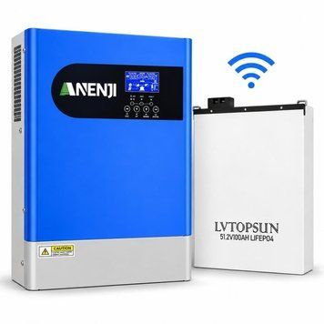 6.2 кВт LiFePO4 Комплект інвертор Anenji з Wi-Fi з паралельною функцією + акумулятор LVTOPSUN 30948 30948 фото