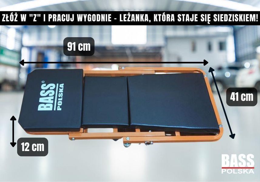 Лежак-стілець підкатний для авторемонту 2 в 1 Bass Polska 3083 лежак автослюсаря 3083 фото