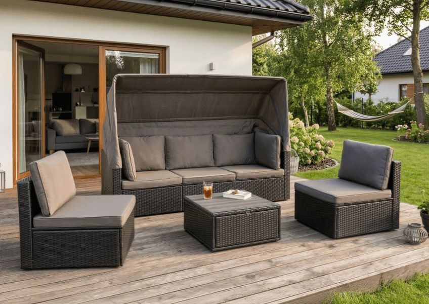 Комплект садових меблів MEBEL ELITE CALIENTE чорний/коричневий ME.CALIENTE/CZ/RT/OGR/ZES ME.CALIENTE/CZ/RT/OGR/ZES фото