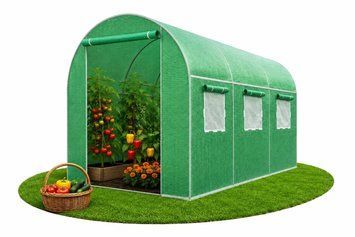 Теплиця садова Primaveo 7 м&sup2; (3,5 &times; 2 &times; 2 м) 6 вікон, армована плівка UV-4, оцинкований каркас 19 мм (Зелена) G1349 G1349 фото