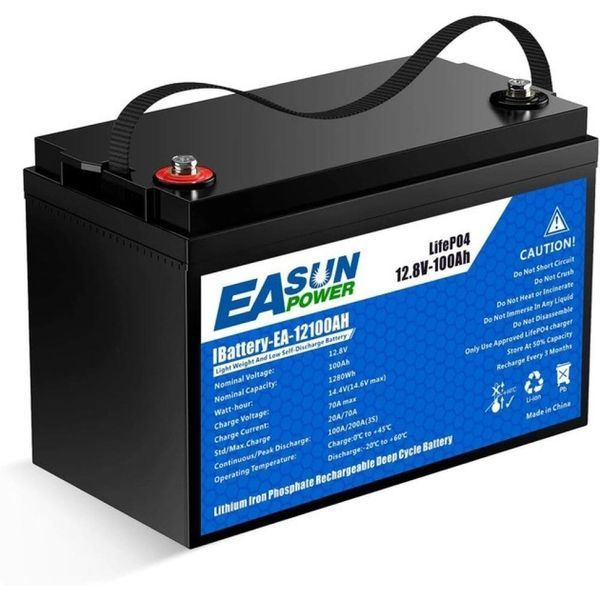 LiFePO4 акумулятор EASUN POWER IBattery-TP-12100AH 12,8 В 100 А&middot;год, 1,28 кВт&middot;год, BMS 30875 фото