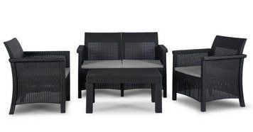 Комплект садових меблів MEBEL ELITE BRENTA &mdash; диван, 2 крісла та стіл, стильний чорний/сірий набір для відпочинку ME.BRENTA/CZ/RT/OGR/ZES фото
