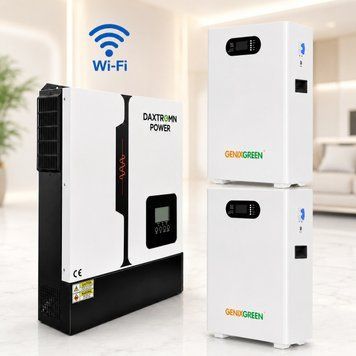 11 кВт LiFePO4 Комплект резервного живлення з Wi-Fi інвертор Daxtromn Power + 2 акумулятора 51,2V з LCD-дисплеєм Genix Green 30921 фото